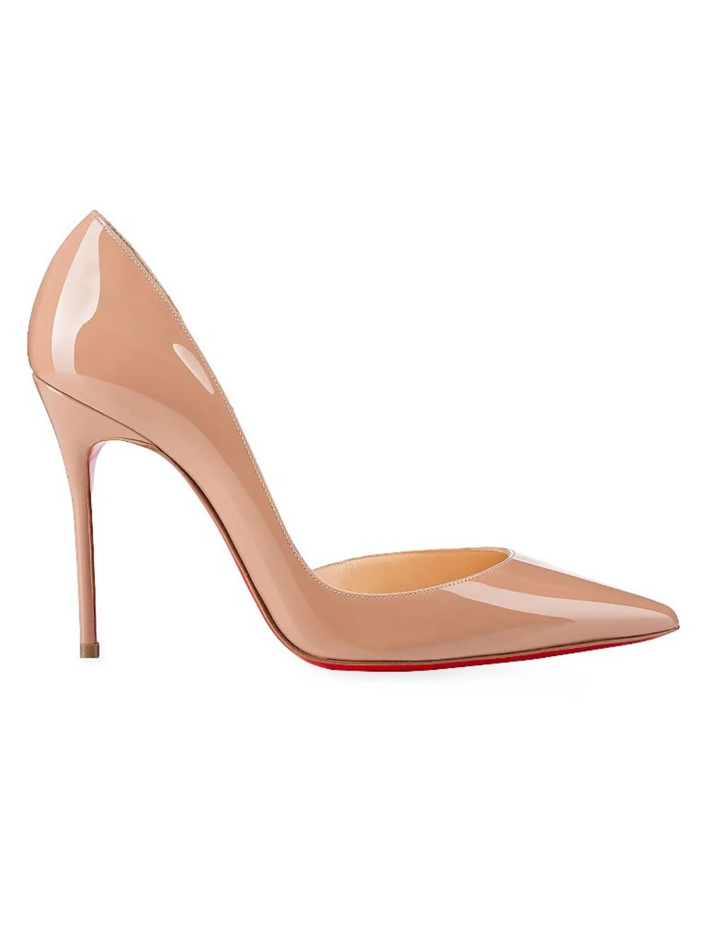 Christian Louboutin IRIZA 100 Patent Leather D'Orsay Heels Pumps Shoes Nude